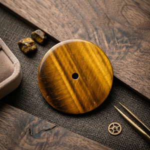 Disponible para Envío Inmediato: Esfera de Reloj de Ojo de Tigre Natural Calibrada, Disco Plano Redondo de 25 mm, Gema Amarilla para Ensamblaje de Relojes - Product Image 1