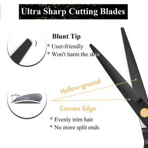 Ciseaux de coiffure professionnels, ciseaux à effiler pour barbier, peigne rasoir avec pochette - Product Image 3