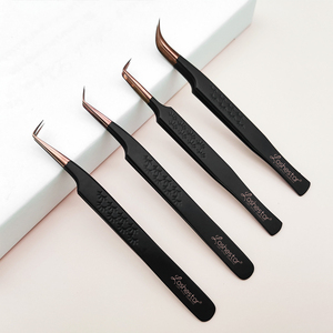 Pinzas para Pestañas de Acero Inoxidable con Punta Dorada y Revestimiento Negro Antiestático, Duraderas, Agarre Perfecto, Punta Dentada/Serrada, 10 mm de Longitud - Product Image 3