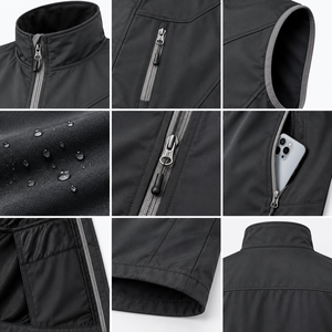 Gilet d'entraînement léger pour homme, sans manches, coupe-vent, avec fermeture éclair intégrale et poches zippées, personnalisable (OEM, marque privée) - Product Image 3