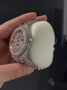 Reloj Mecánico Iced Out con Moissanita, Análogo, Correa de 20mm, Esfera de Acero Inoxidable, Unisex, de Lujo, Estilo Personalizado - Product Image 4