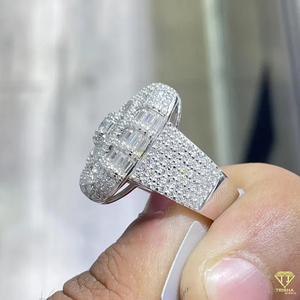 Luxury Baguette Moissanite Diamond <b>Ring</b> For <b>Men</b> White Gold Hip Hop Iced Out Jewelry - Product Image 6