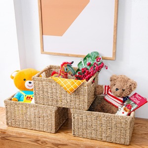 Woven Boho Christmas <b>Basket</b> With Handle Stackable For Children's Toy <b>Storage</b> Simple Style Wicker <b>Storage</b> <b>Basket</b> Made in Vietnam - Product Image 1