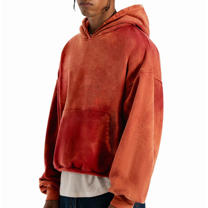 Men's <b>Vintage</b> Mineral Wash Hoodie Oversized Cotton Fleece <b>Sweatshirt</b> with Relaxed Streetwear Fit for Everyday Fashion - Product Image 3