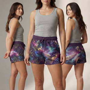 Women's Sublimation <b>Fleece</b> Hot <b>Shorts</b> Mid Waist Drawstring Knitted Polyester Breathable Casual Gym Streetwear Ladies <b>Shorts</b> - Product Image 4
