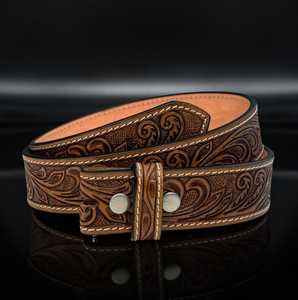 Cinturón de Cuero Genuino Hecho a Mano con Impresión UV, Color Personalizado, Patrón Grabado, Accesorio de Moda Duradero de 1-1/2 Pulgadas, Regalos Promocionales - Product Image 1