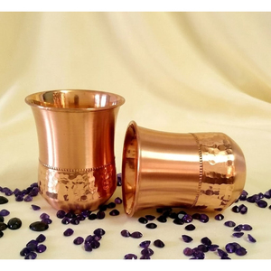 Handcrafted Pure Copper Hammered Glass Tumbler Eco-Friendly Ayurvedic Health Benefits Copper Drinking <b>Cup</b> Wholesale Indian Mug - Product Image 6