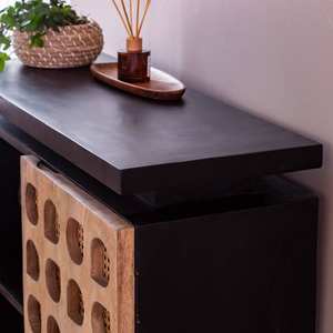 Vandana Prime Merino carved mango wood <b>sideboard</b> - Product Image 5