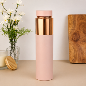 Botella de Agua Ecológica de Doble Pared de Cobre Moderna, Acabado Mate Rosa, Reutilizable, a Prueba de Fugas, para Viajes, Oficina, Fitness, Uso Diario - Product Image 1