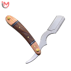 มีดโกนหนวดแบบด้ามไม้ขนาดใหญ่ ใบมีดสแตนเลส สำหรับช่างตัดผม - Product Image 4