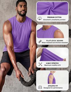 Débardeur de sport décontracté pour homme, coupe athlétique, en coton uni, sans manches, idéal pour la gym, la course et l'été - Product Image 4