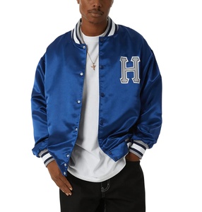 Veste de baseball en satin coupe slim, veste universitaire de sport en satin letterman personnalisée de grande taille, veste Street Wear de créateur avec logo - Product Image 3