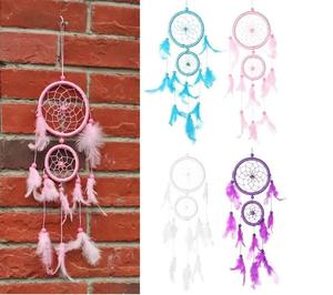 Atrapasueños Decorativo para el Hogar con Plumas y Luces, Anillo de Hierro, Decoraciones de Pared - Product Image 2