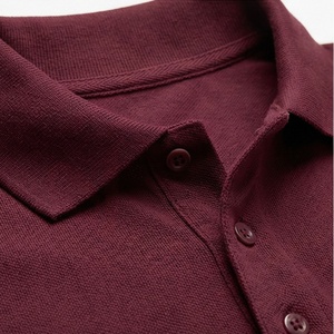 Polo à manches longues pour homme, couleur bordeaux, avec poche, couleur unie, décontracté, tricoté, design piqué, coupe classique - Product Image 4