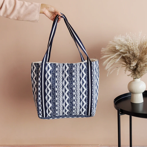 Bolso tote a rayas de moda con cuentas de calidad, bordado con cuentas de semillas, hecho a mano, para mujer, ideal para verano y playa, de Whimsy Art Craft - Product Image 4