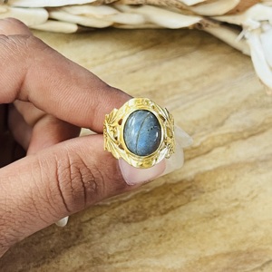 Hot Selling Labradorite <b>Rings</b> Boho Floral Bands Brass <b>Ring</b> For Women 18k <b>Gold</b> Plated Botanical <b>Cocktail</b> Finger Jewelry Wholesale - Product Image 3