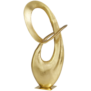 Sculpture d'art en aluminium plaqué or de qualité supérieure, figurine abstraite, ornement poli, artisanat fait main rond pour la décoration de salon et de la maison - Product Image 1
