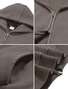 Sweat à capuche zippé oversize pour homme, 100% coton, délavé à l'acide, style vintage, coupe ample, streetwear, vente en gros - Product Image 4