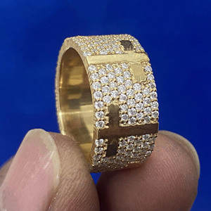 Men's 925 Sterling <b>Silver</b> <b>Cross</b> Moissanite <b>Ring</b> Round Brilliant Cut Pave Setting Hip Hop Cocktail Style Iced Out Bling Jewelry - Product Image 4