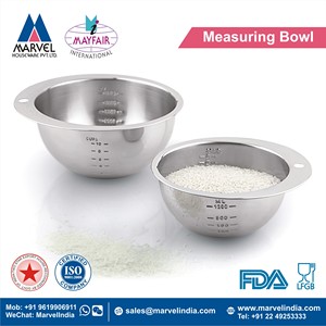 Bol de mesure en acier inoxydable de qualité supérieure, poli miroir, chromé, écologique, avec échelle graduée pour la cuisine - Product Image 2