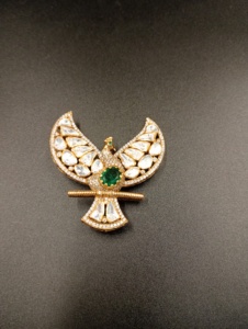 Amaira Jewels Peacock <b>Brooch</b> 925 <b>Silver</b> Bowknot Diamond Pear Cut Emerald Center Stone Unisex Luxury Fine Jewelry Gift - Product Image 2