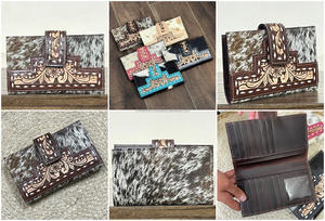 Cartera Larga Bifold de Cuero Genuino de Lujo Hecha a Mano 2026, de Piel de Vacuno con Pelo, Multiusos, Portátil, de Gran Capacidad, Tipo Clutch - Product Image 3