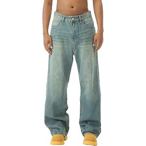 กางเกงยีนส์ทรงตรงเข้ารูปสำหรับผู้ชายกางเกงยีนส์ทรงหลวมโอเวอร์ไซส์ผ้ายีนส์ลำลองสำหรับผู้ชาย - Product Image 5