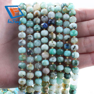 Perles d'azurite naturelle de haute qualité 6x8mm, perles facettées rondes pour la fabrication de bracelets et de colliers, accessoires de bricolage - Product Image 3