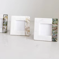 Cadre photo rectangulaire de luxe en laiton, fait main, en nacre naturelle verte, noire et blanche, écologique et résistant aux UV