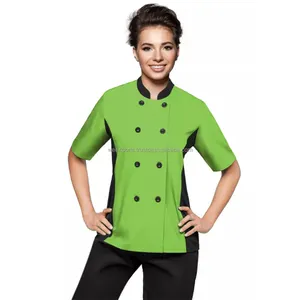 Short Sleeves Side Mesh Vented Chef Coat Jacket Uniform for Women for Food Service Caterers Bakers and Culinary Professional
