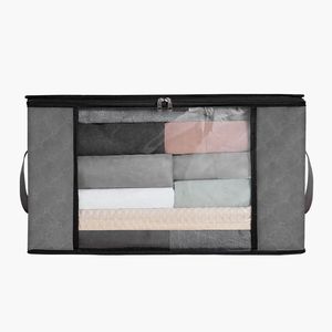 Contenitore Organizer Pieghevole Grande da 60L in Tessuto Intrecciato con 6 Scomparti e Maniglie - Product Image 5