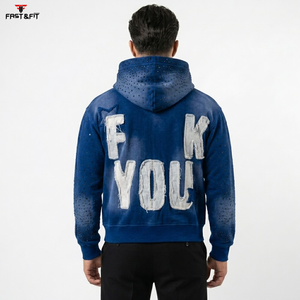 ราคาโรงงาน เสื้อฮู้ดดี้ผู้ชายแบบใหม่ น้ำหนักเบา ผ้าฝ้าย 100% สำหรับฤดูหนาว ดีไซน์เรียบๆ ประดับเพชรเทียม มีไซส์ให้เลือกตามสั่ง - Product Image 2