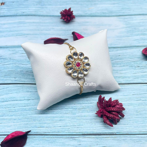 Wholesale Traditional Indian Kundan Bracelet with Adjustable Chain Elegant Ethnic Gold Plated Bangle Bridal Party Wear Jewelry - Product Image 6
