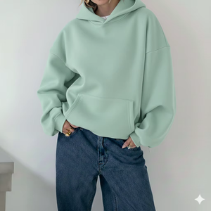 Sudadera con Capucha Larga y Holgada para Mujer, Estilo Casual de Invierno, Tejida, con Forro Polar, para Uso Diario y Estilo Urbano - Product Image 1