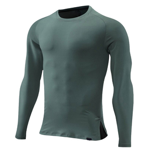 2026 Top Selling High Quality Premium <b>Men's</b> Long Sleeve Rash Guard Solid Green Quick Dry Breathable Polyester Sport Top - Product Image 1