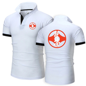 Camisa Unisex ACE de Estilo Hawaiano, de Algodón Blanco, Manga Corta, con Logotipo Circular Rojo, Transpirable, Corte Regular, Cuello Clásico - Product Image 1