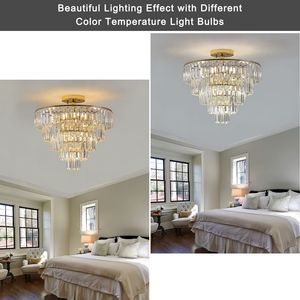 Lampadario a 5 piani con montaggio Semi a filo grande illuminazione a soffitto di lusso contemporaneo per lampadari da pranzo - Product Image 3