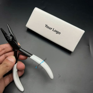 Matte Black 2 Hole Hair <b>Extension</b> Plier Custom Logo Stainless Steel with White Grip On Handle Micro <b>Beads</b> Plier - Product Image 6