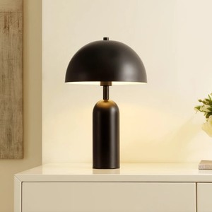 Black Metal Dome <b>Table</b> Lamp | Coastal Simple Desk Lamp | Hotel & Contemporary Home Decor <b>Lighting</b> - Product Image 2