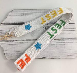 Sangle en toile vintage perlée avec étoiles brodées colorées et crochet métallique – Accessoire de sac à main écologique et tendance - Product Image 1