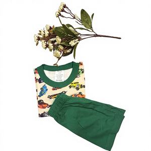 ชุดเสื้อเชิ้ตและกางเกงขาสั้นลายการ์ตูนลำลองสำหรับเด็กผู้ชาย ผ้าโพลีเอสเตอร์ 2 ชิ้น ชุดเซ็ต 6-9 ปี รุ่นกวางตุ้ง 4100 บริการ ODM ผ้า Worsted - Product Image 2