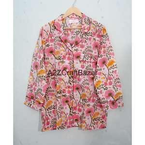 ชุดนอนคังกูร่าผ้าฝ้ายแท้ 100% งานแฮนด์เมดอินเดีย ลายพิมพ์ดิจิทัลลายดอกไม้ นุ่ม โรแมนติก หรูหรา สไตล์วินเทจ กำลังเป็นที่นิยมมากที่สุด - Product Image 3