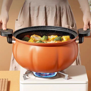 Casserole en alliage d'aluminium écologique en forme de citrouille avec couvercle en verre et double poignée pour la cuisine à domicile 5L 8L - Product Image 3