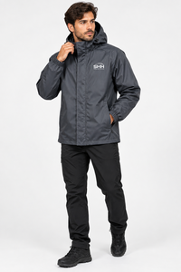 Veste de pluie imperméable à capuche pour homme, coupe-vent léger avec rabat anti-tempête, capuche à cordon de serrage, poignets élastiques, logo personnalisé, coque extérieure - Product Image 4