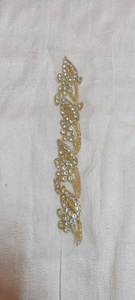 Ribete de encaje étnico bordado a mano con pedrería y patrón floral, 100% poliéster suave para vestidos africanos - Venta al por mayor - Product Image 3