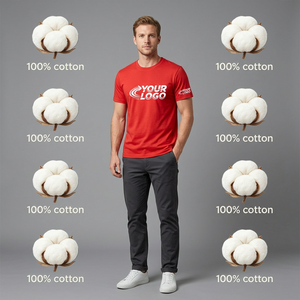 T-shirt homme rouge 100% coton, manches courtes, avec impression de logo personnalisé, col rond, coupe classique, tissu tricoté, fabriqué au Bangladesh - Product Image 1