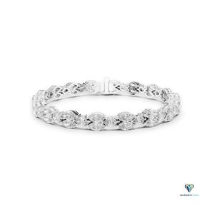 Pulsera de Diamantes Cultivados en Laboratorio con Corte Marquesa y Pera en Oro Blanco de 9.02 CT, Oro Sólido de 14K - Product Image 1