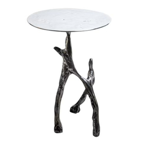 Mesas de Centro de Lujo con Base de Aluminio Fundido de Alta Calidad, Bañada en Oro, con Tapa Redonda de Mármol Blanco - Product Image 2