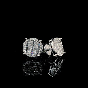 Luxury Square Lab Grown Diamond Earrings 925 Sterling <b>Silver</b> Cluster <b>Stud</b> Jewelry - Product Image 5