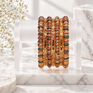 Conjunto de Brazaletes Texturizados Multitono para Mujer, en Oro, Oro Rosa y Negro, Joyería Tradicional de Imitación, Venta al Por Mayor - Product Image 5